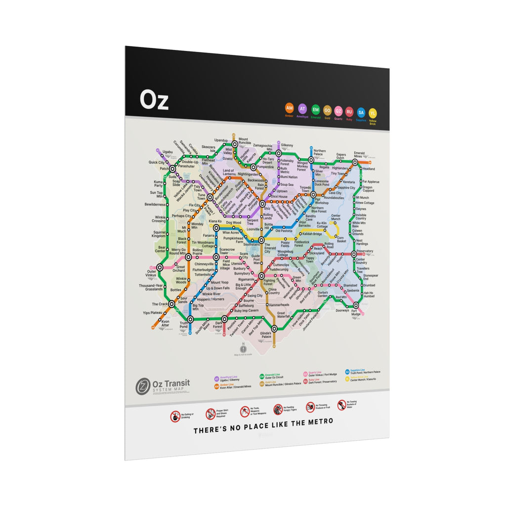 OZ * Fantasy Metro Map Poster * Scenic Travel-Style Wall Art