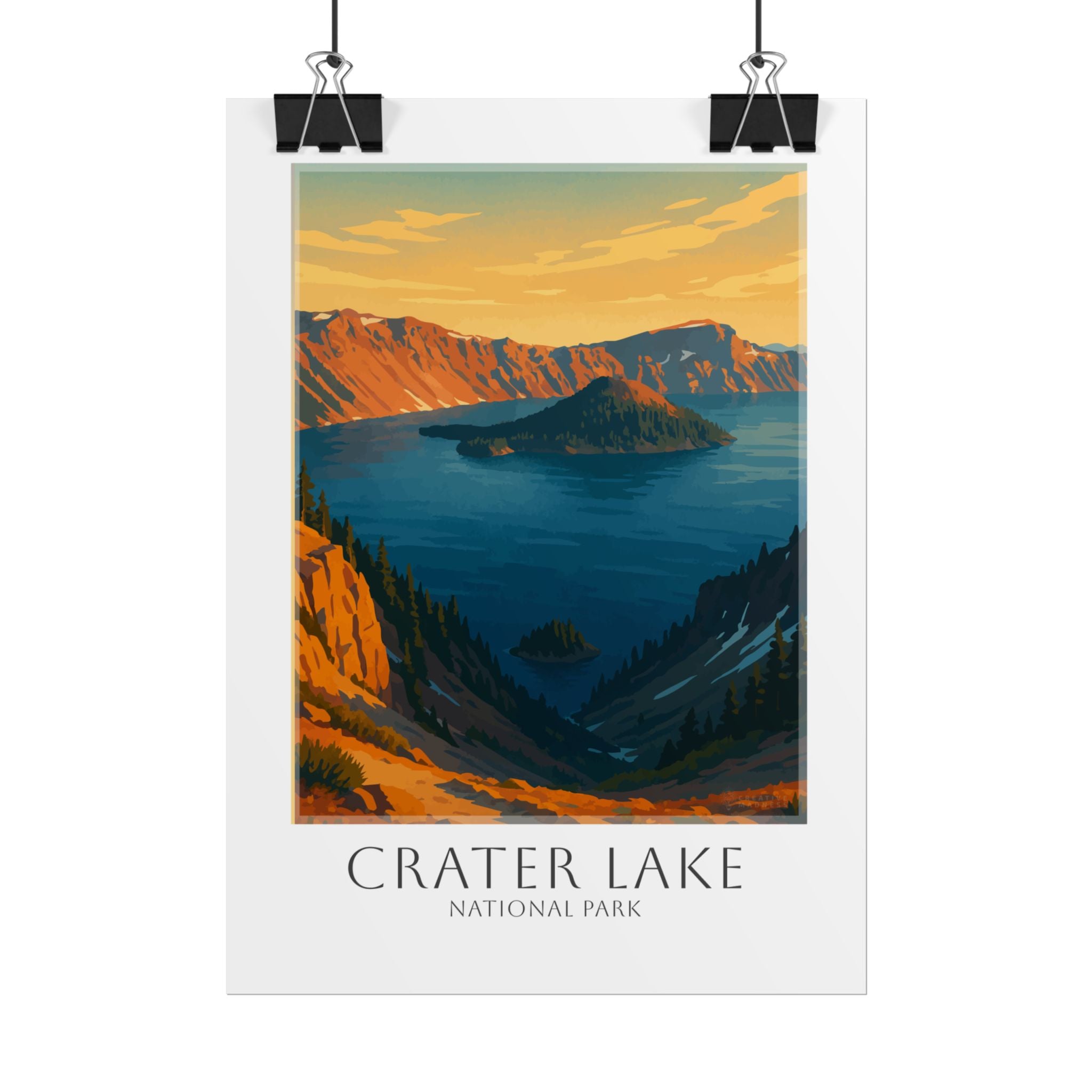 CRATER LAKE * Travel Poster * National Park Wall Art