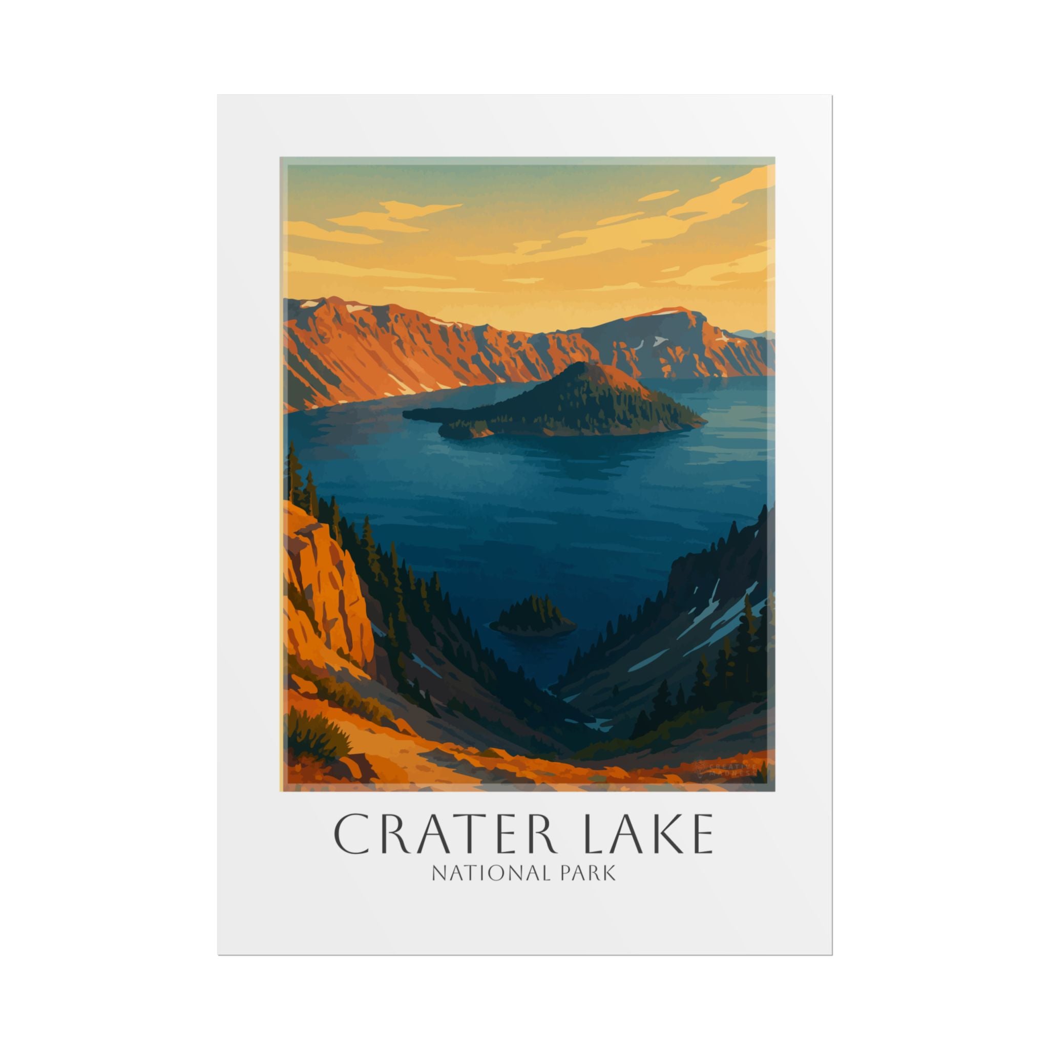 CRATER LAKE * Travel Poster * National Park Wall Art
