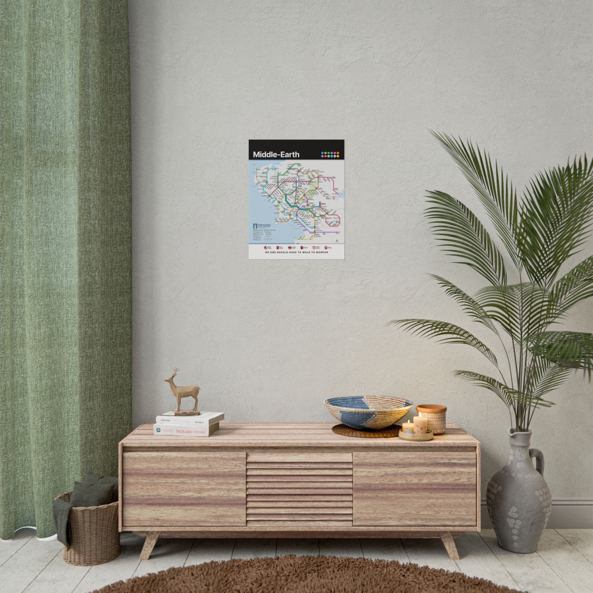 MIDDLE-EARTH * Fantasy Metro Map Poster * Scenic Travel-Style Wall Art