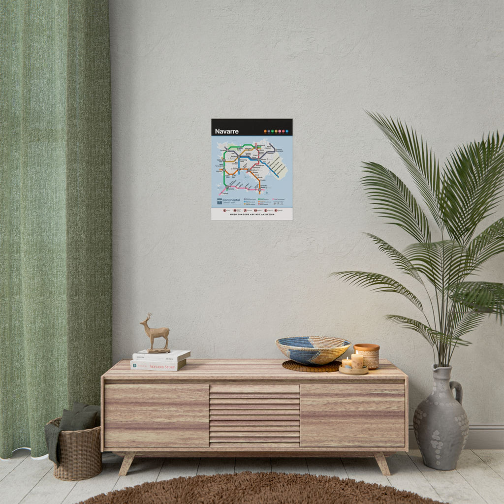 NAVARRE * Fantasy Metro Map Poster * Scenic Travel-Style Wall Art