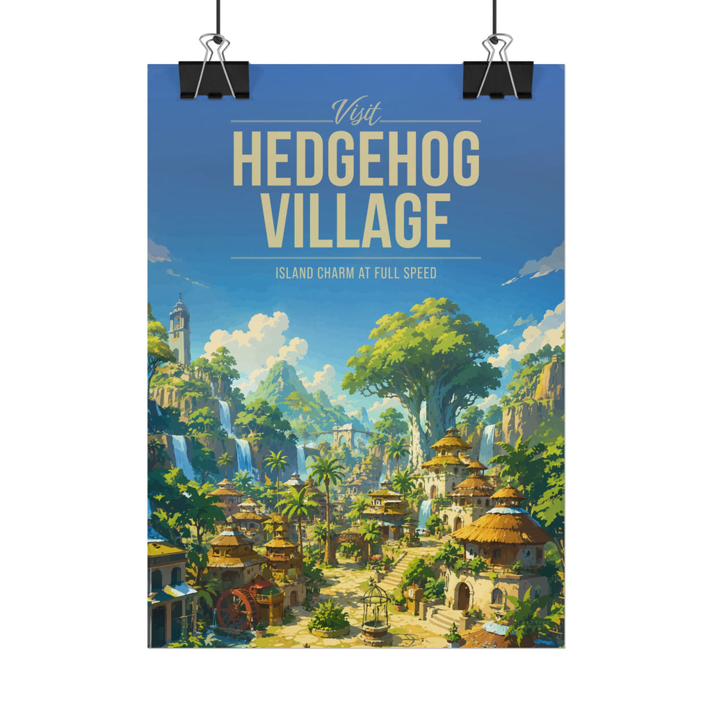Hedgehog Village Travel Poster