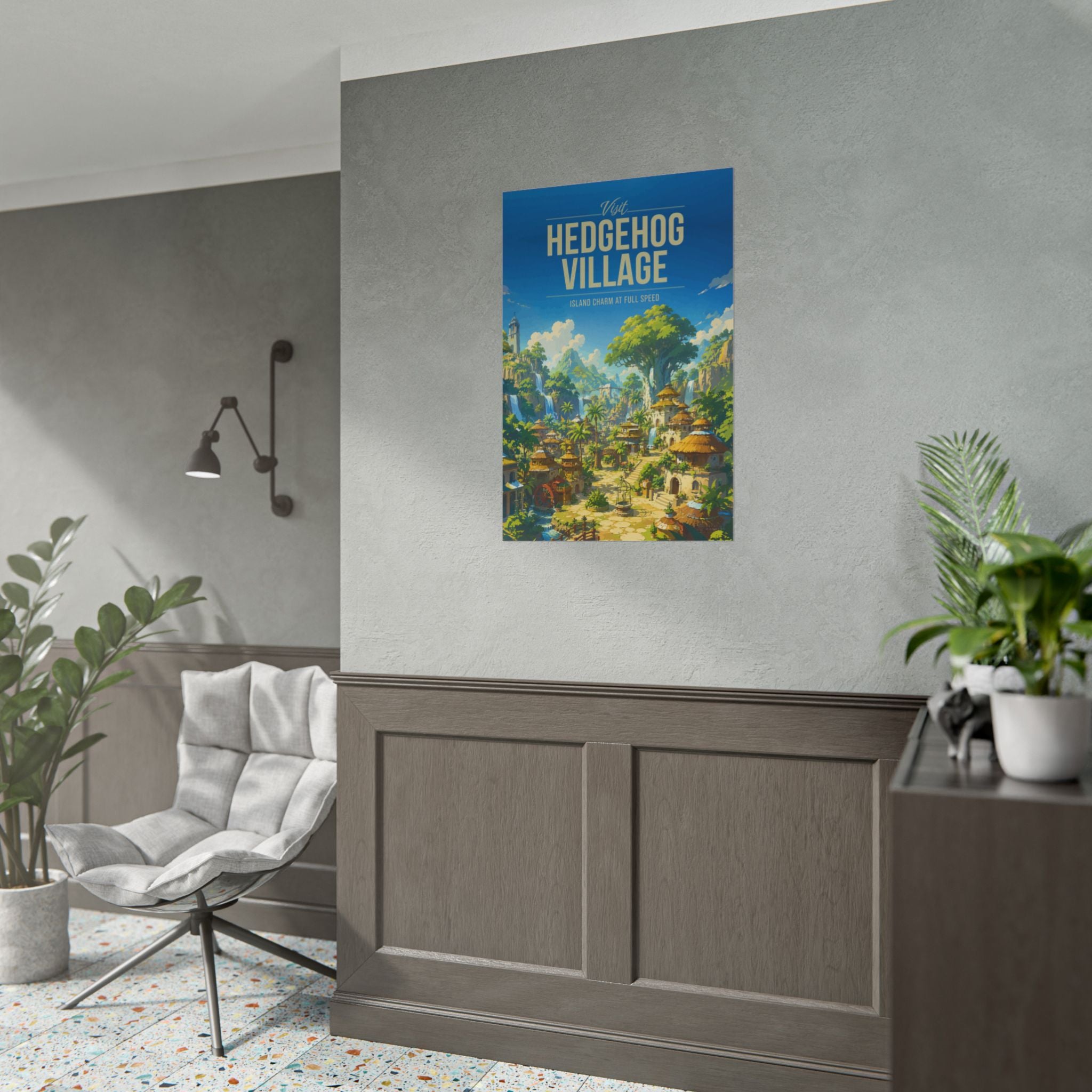 Hedgehog Village Travel Poster
