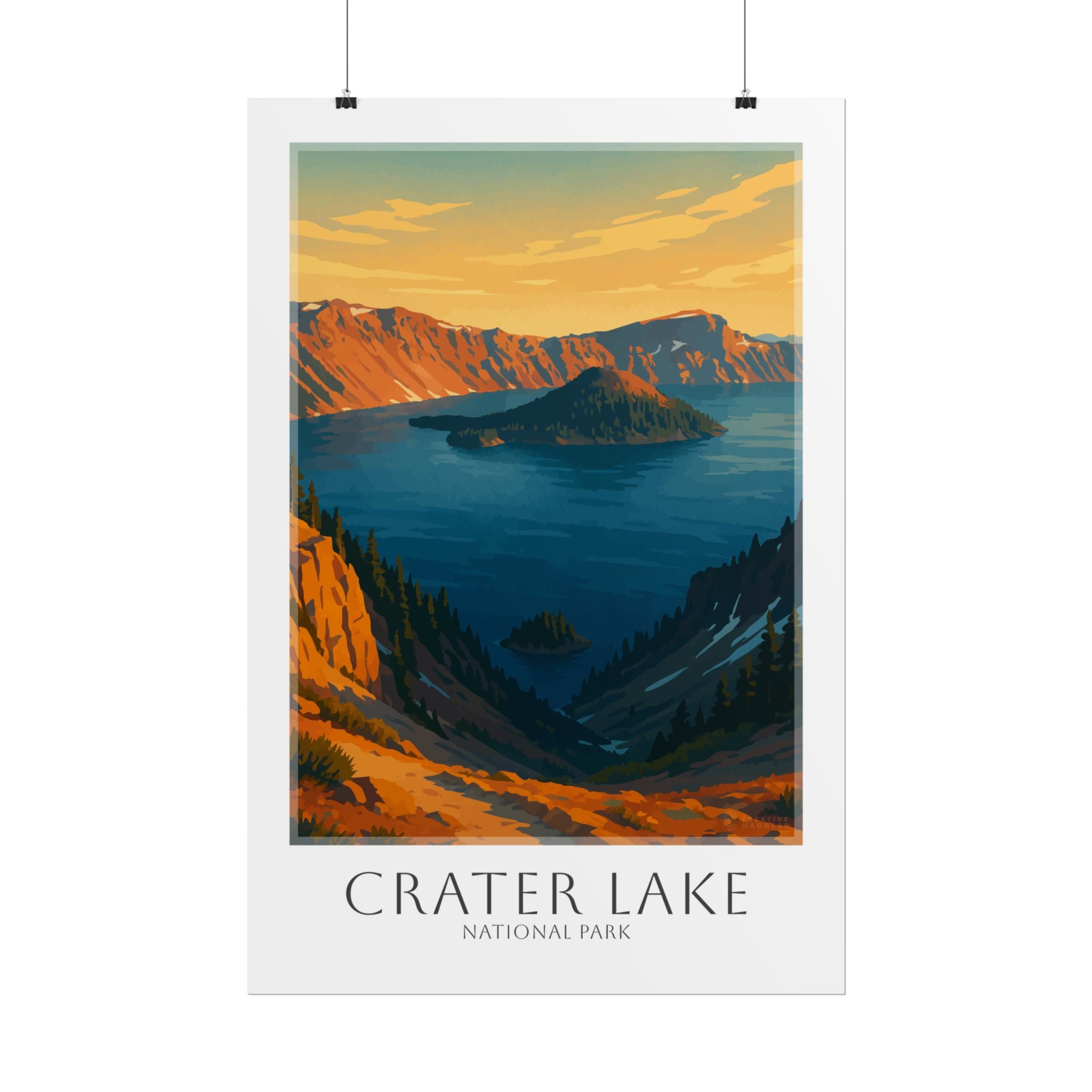 CRATER LAKE * Travel Poster * National Park Wall Art