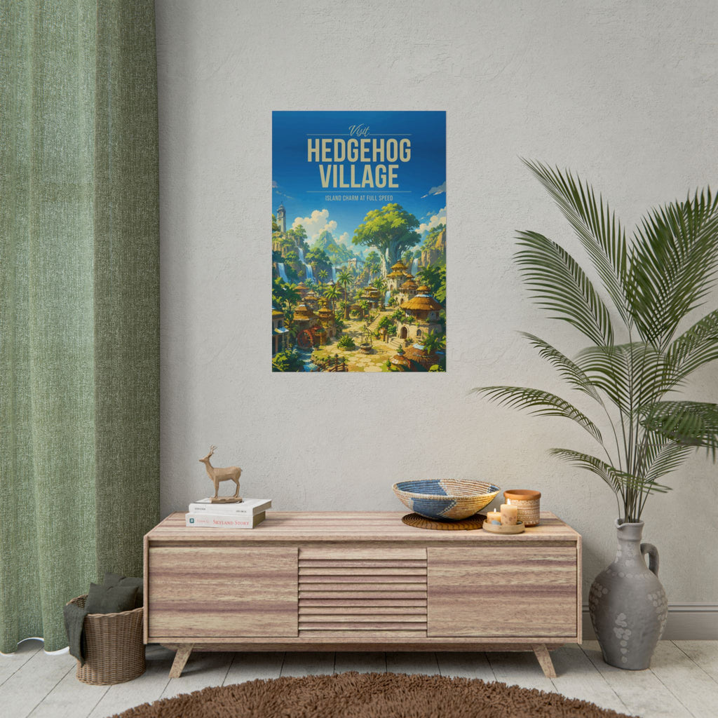 Hedgehog Village Travel Poster