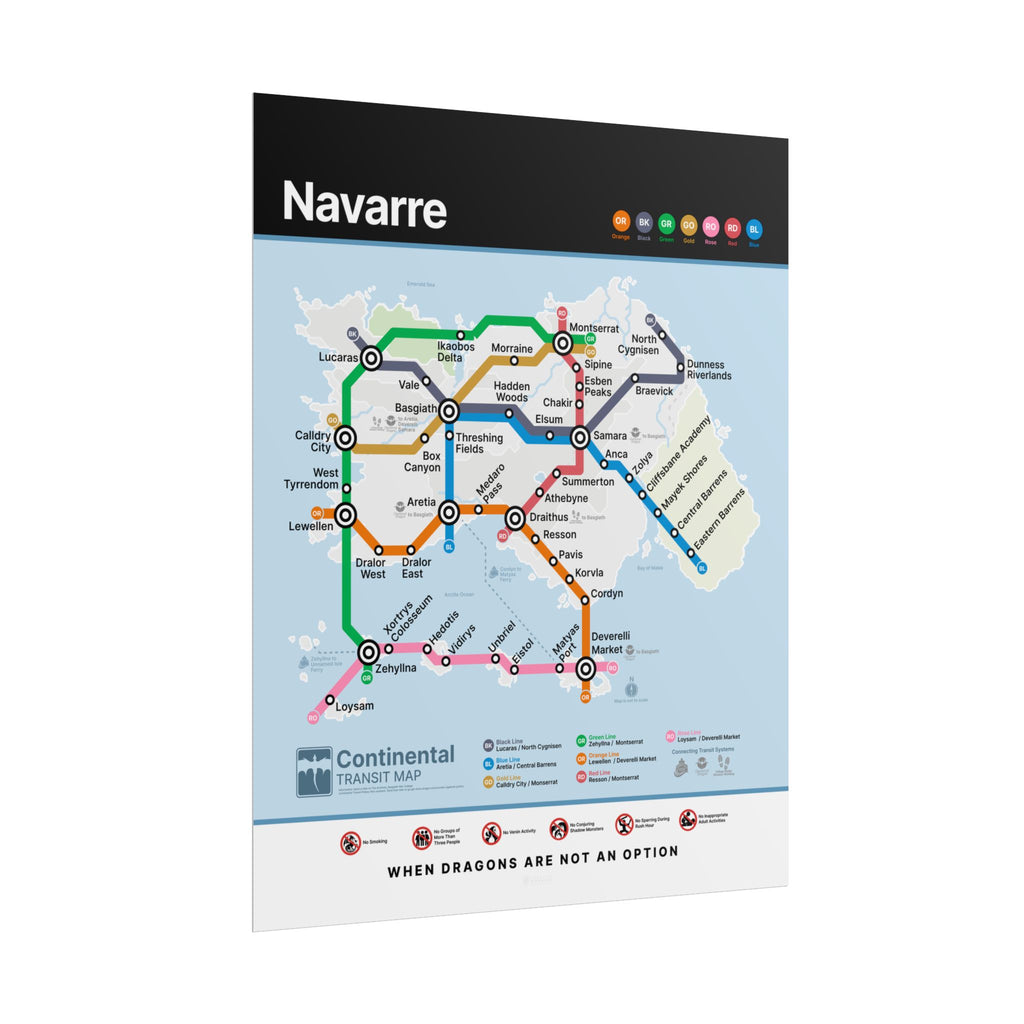 NAVARRE * Fantasy Metro Map Poster * Scenic Travel-Style Wall Art