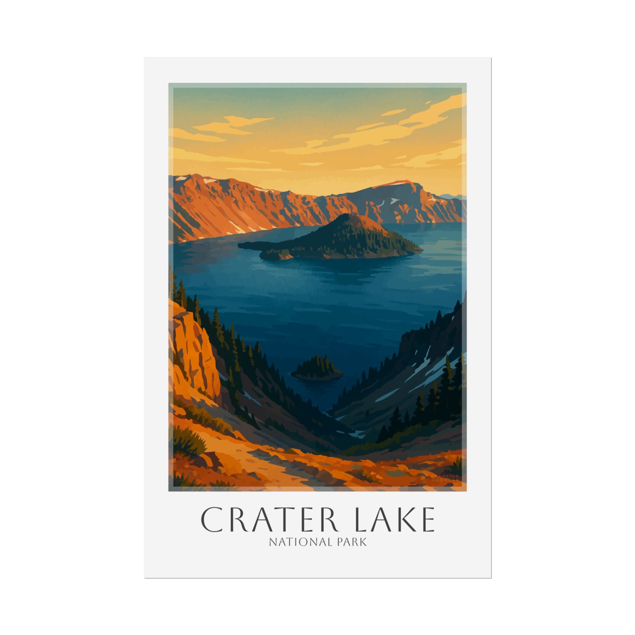 CRATER LAKE * Travel Poster * National Park Wall Art