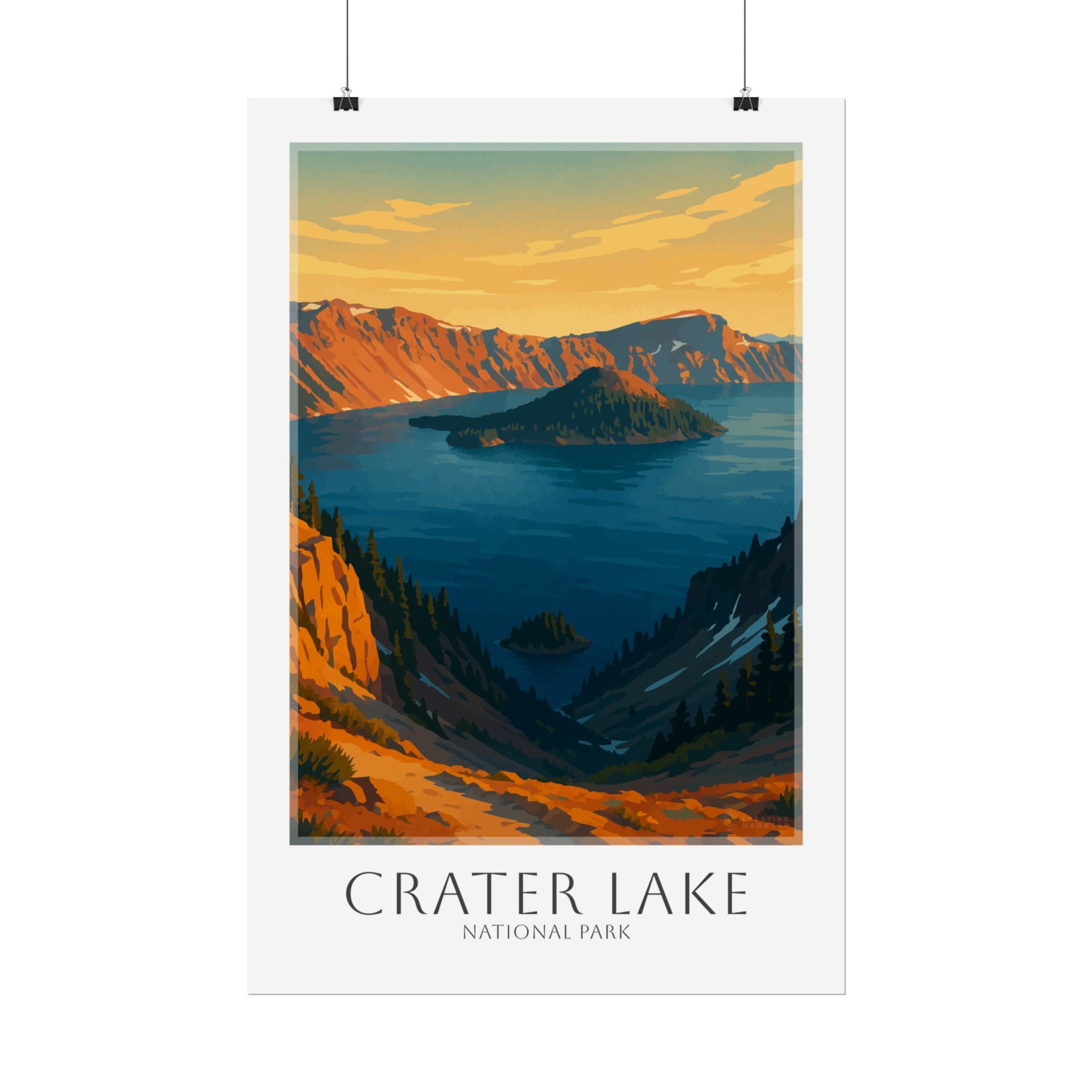 CRATER LAKE * Travel Poster * National Park Wall Art
