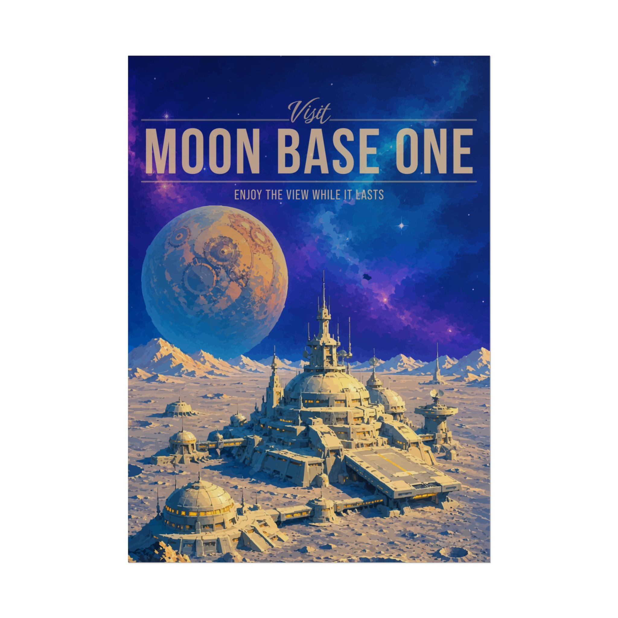 Moon Base One Travel Poster