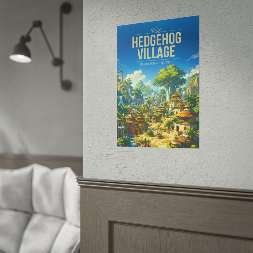 Hedgehog Village Travel Poster