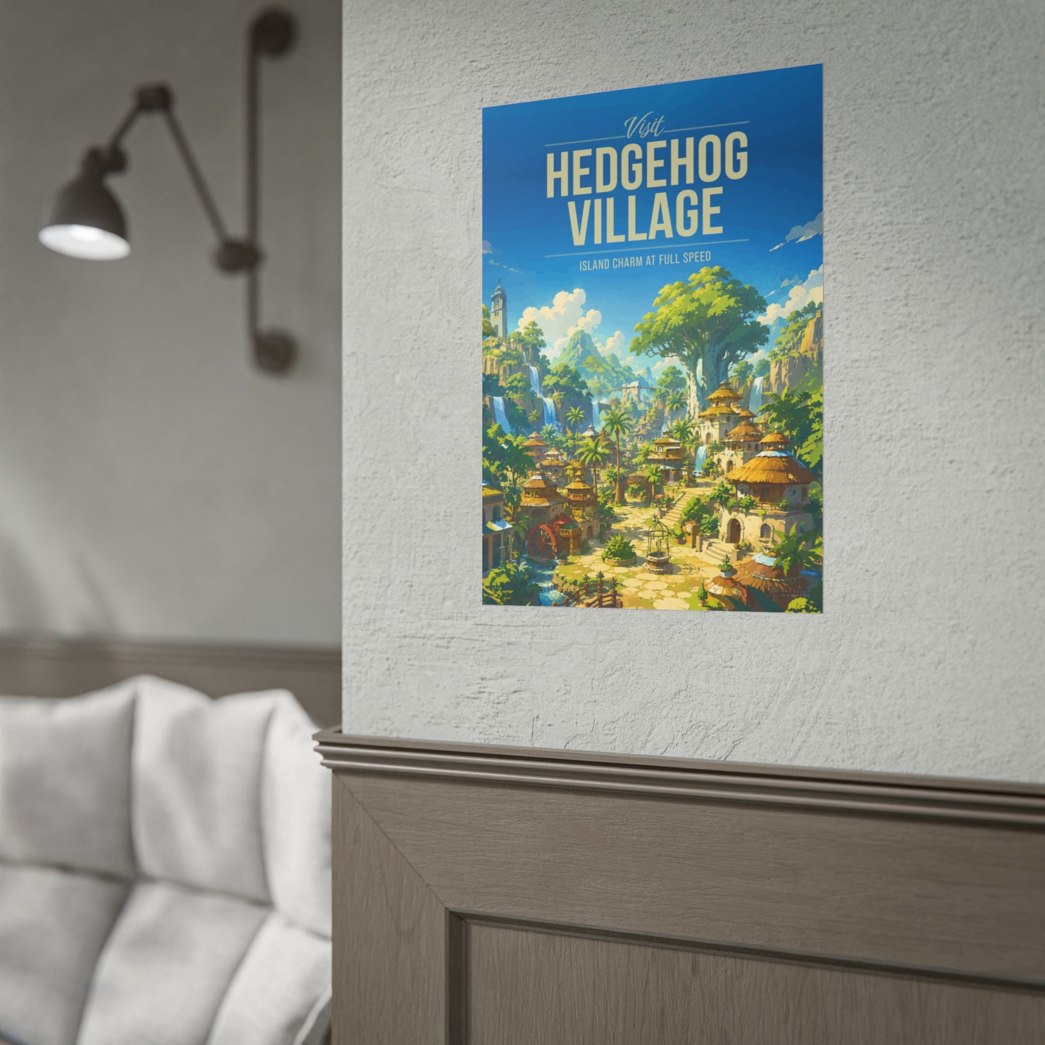 Hedgehog Village Travel Poster