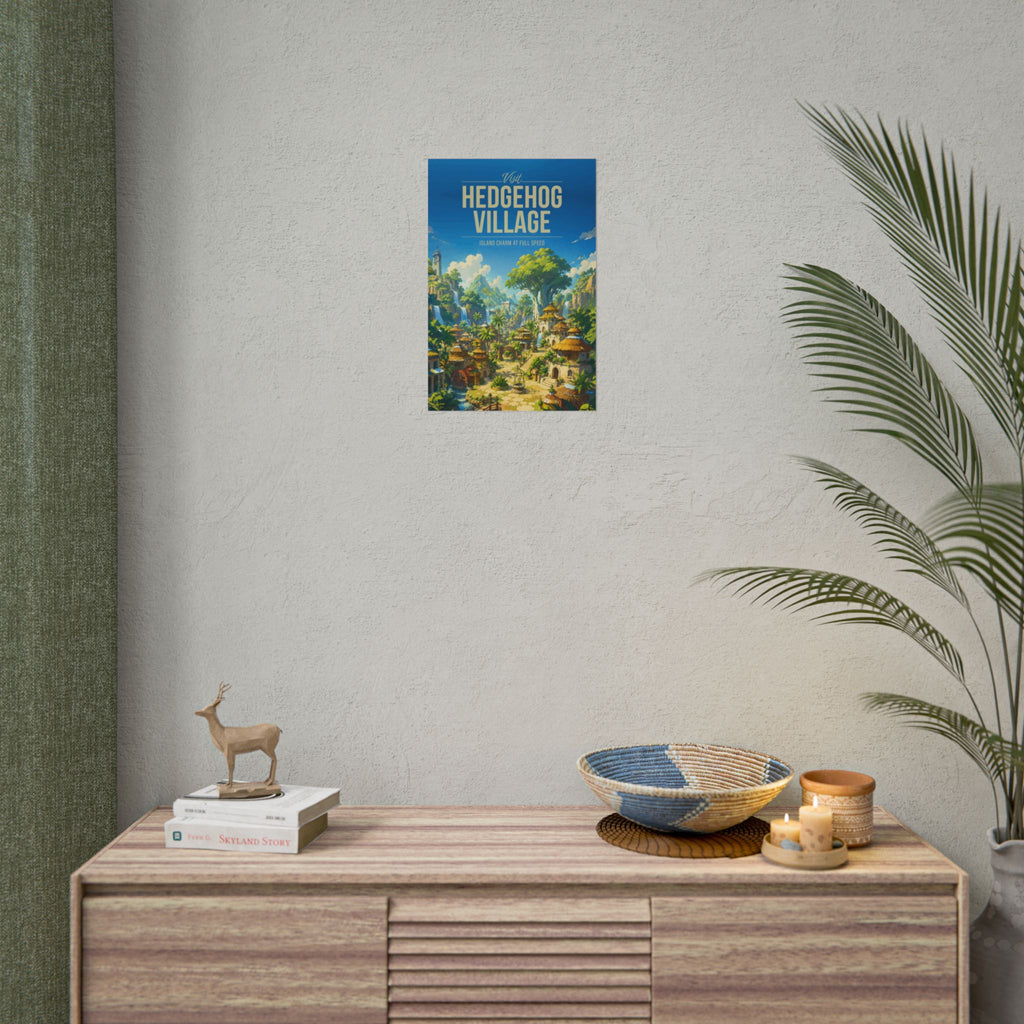 Hedgehog Village Travel Poster