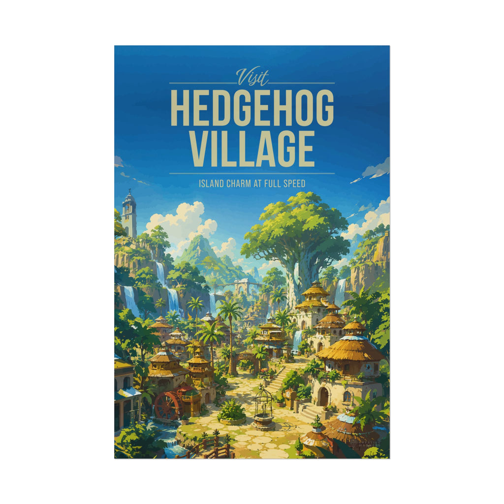Hedgehog Village Travel Poster