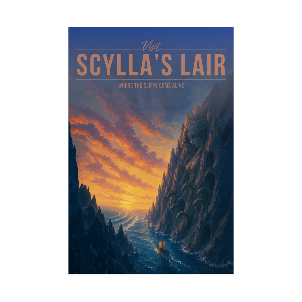 Scyllas Lair Travel Poster