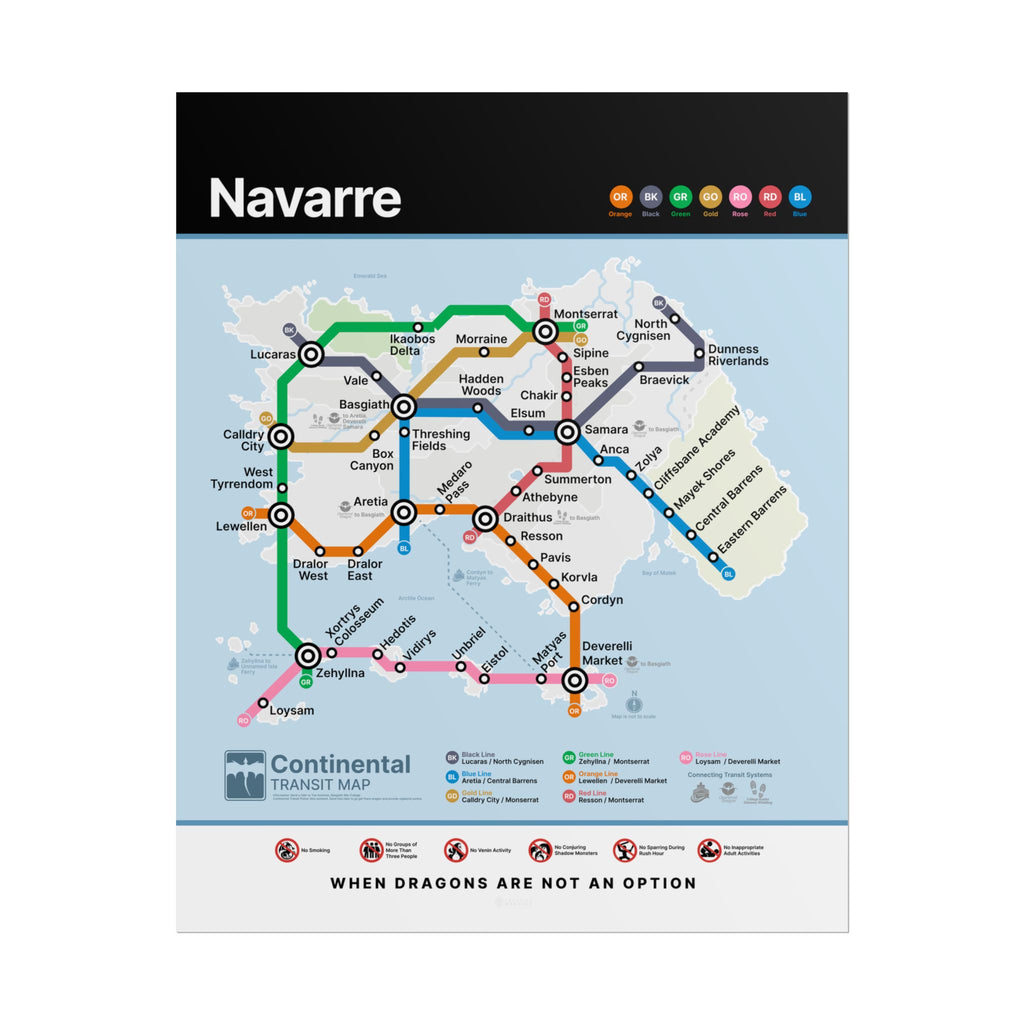 NAVARRE * Fantasy Metro Map Poster * Scenic Travel-Style Wall Art