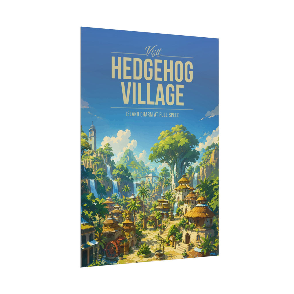 Hedgehog Village Travel Poster