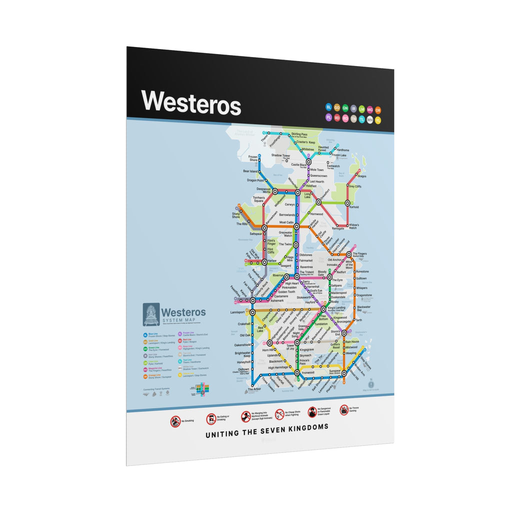 WESTEROS * Fantasy Metro Map Poster * Scenic Travel-Style Wall Art