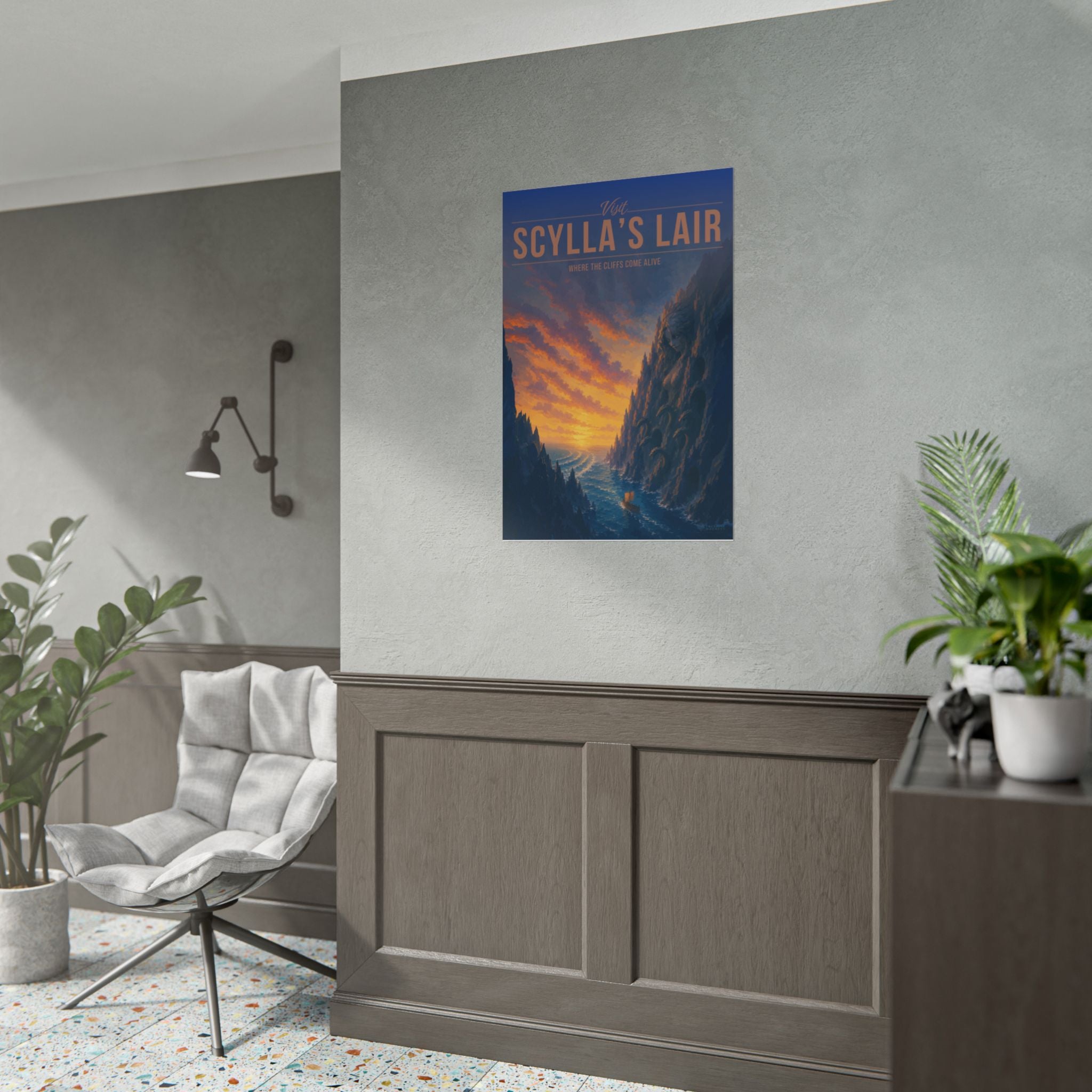 Scyllas Lair Travel Poster