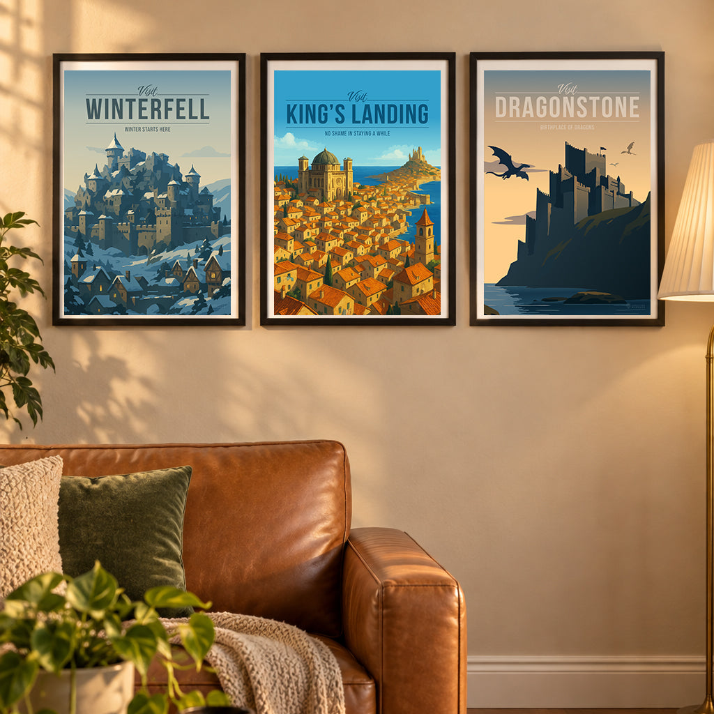 Direwolf Seats of Power — 3 poster set room mockup