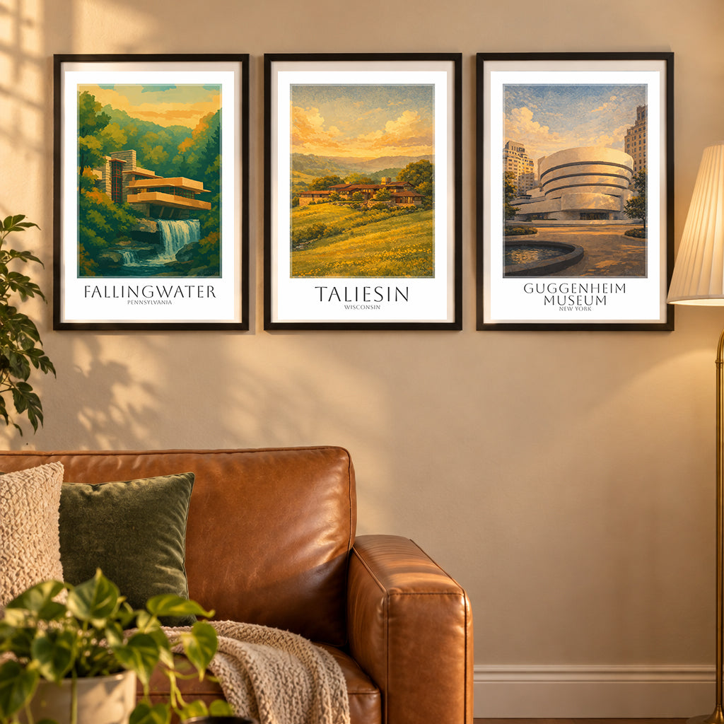 Frank Lloyd Wright — 3 poster set room mockup