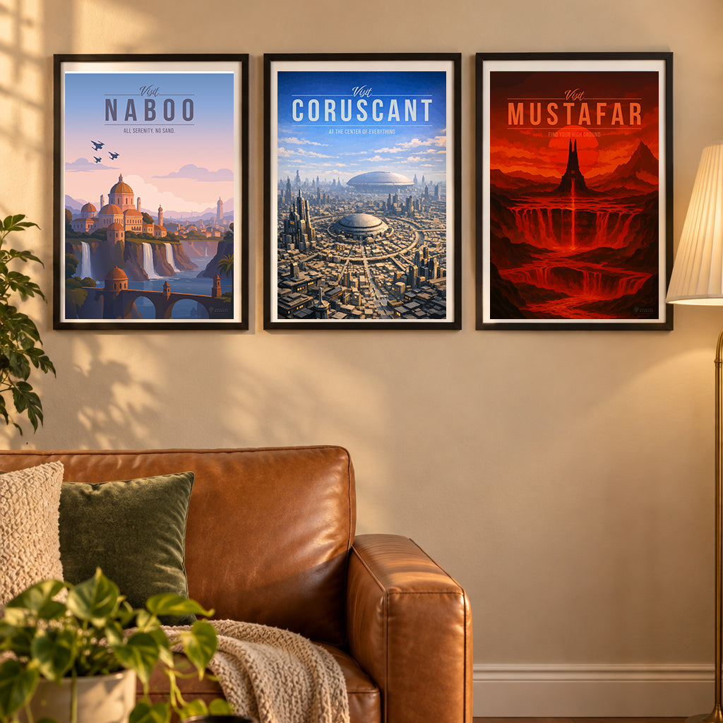 Galactic Prequel Worlds — 3 poster set room mockup
