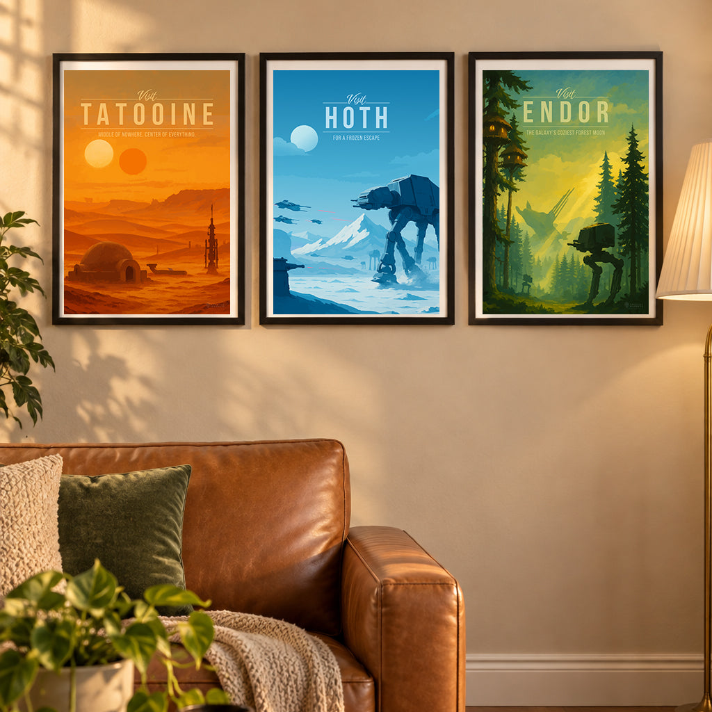 Galactic Original Trilogy — 3 poster set room mockup