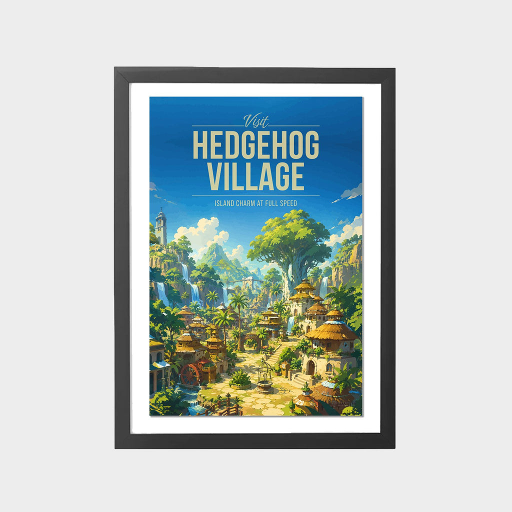 hedgehog-village-gray-bg-framed