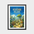 hedgehog-village-gray-bg-framed