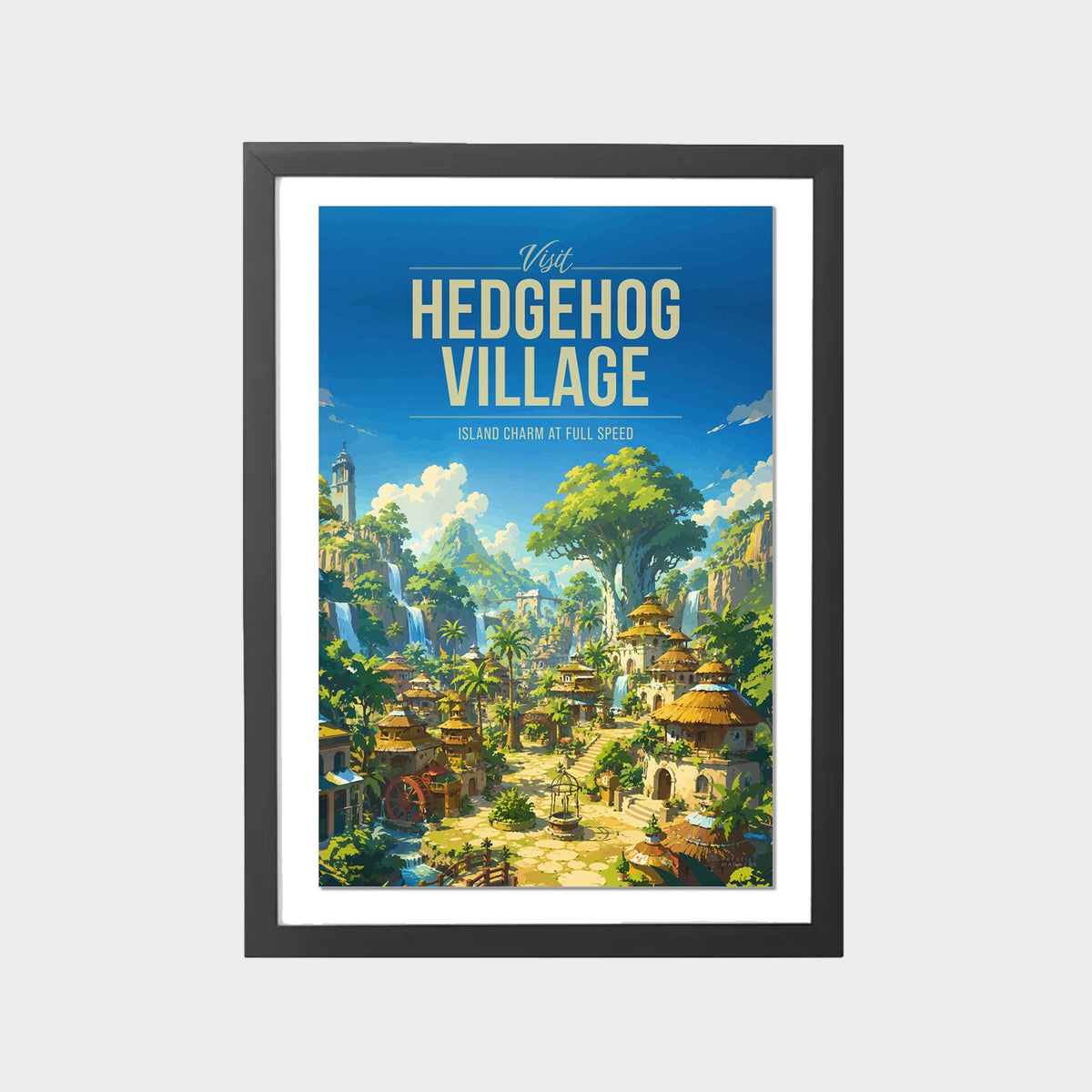 hedgehog-village-gray-bg-framed