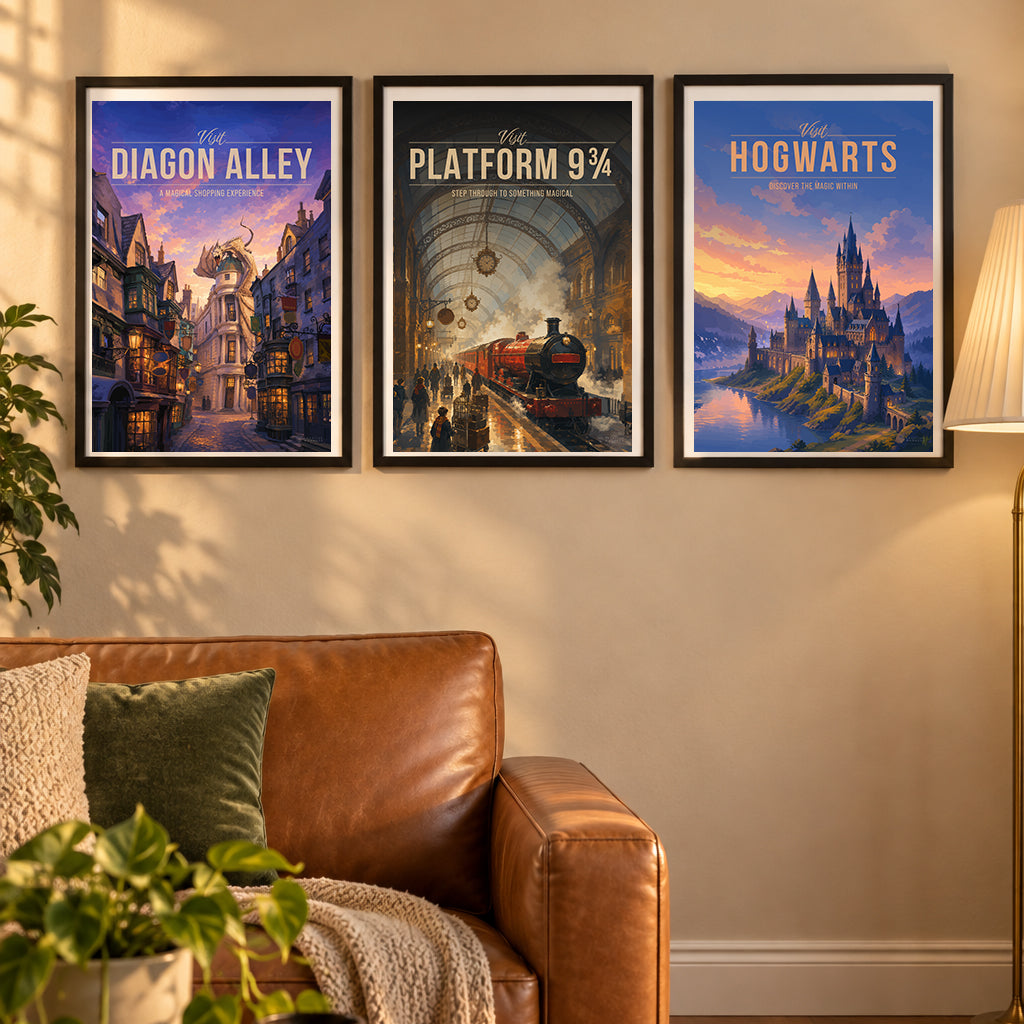 Hippogriff Journey — 3 poster set room mockup