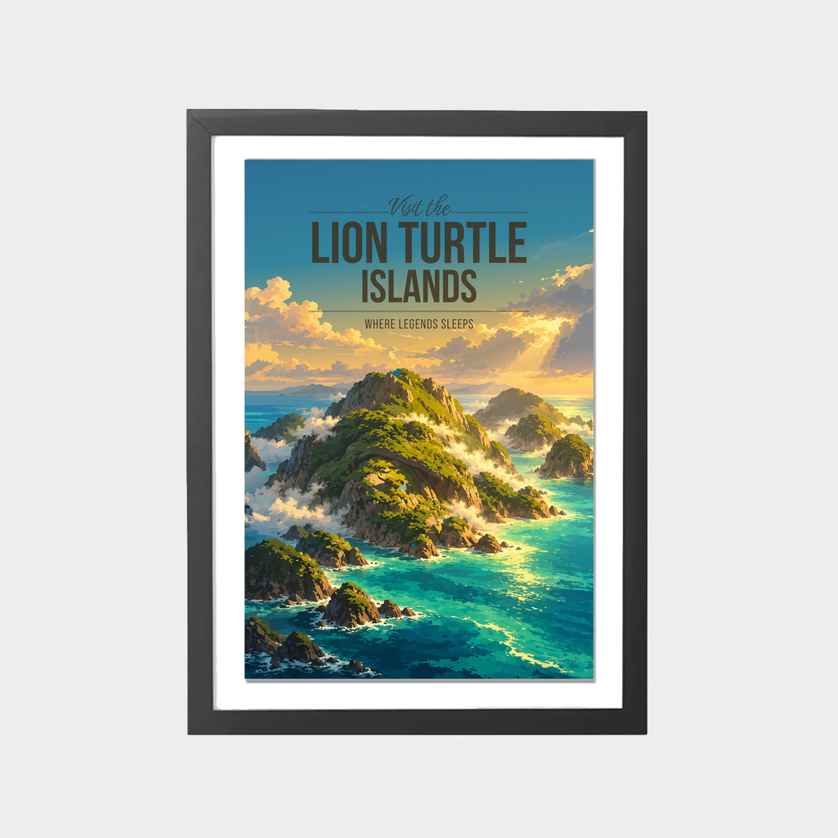 lion-turtle-islands-gray-bg-framed