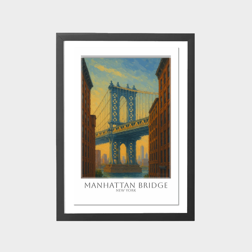 manhattan-bridge-gray-bg-framed