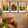 The Five Most Visited Parks — 3 poster set room mockup